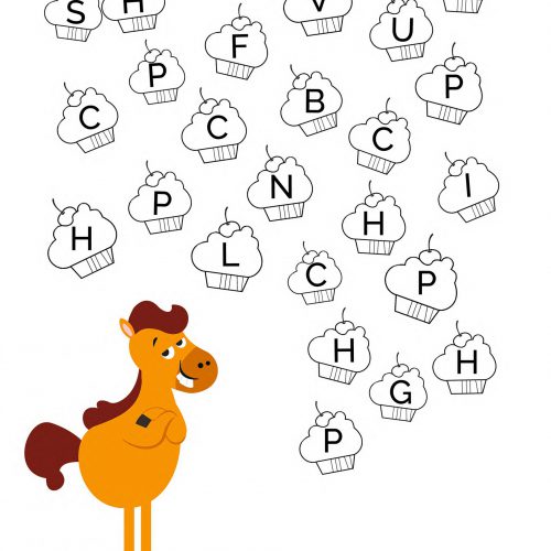 Schede didattiche-alfabeto-bambini-attenzione visiva-scuola infanzia-lettera-c-cavallo