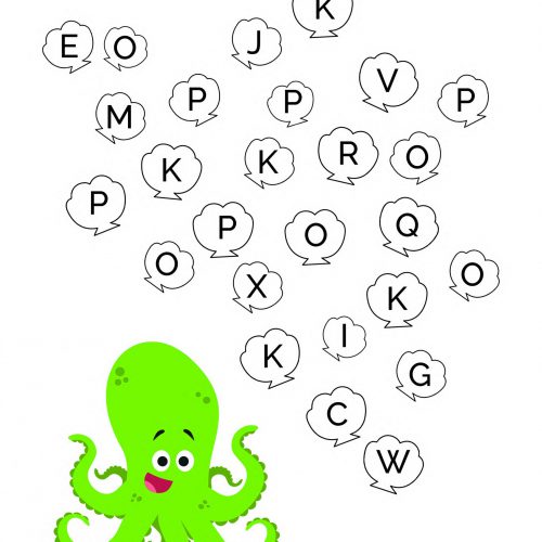 Schede didattiche-alfabeto-bambini-attenzione visiva-scuola infanzia-lettera-p-polpo