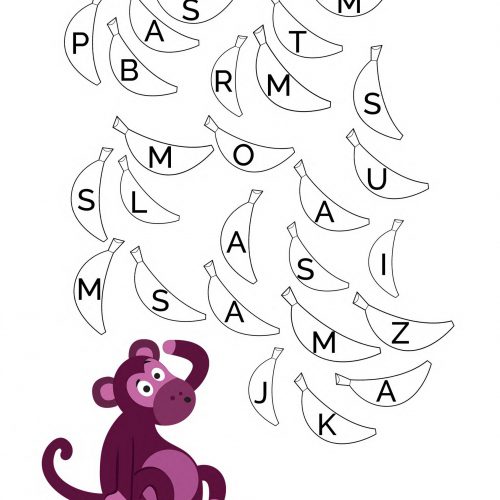 Schede didattiche-alfabeto-bambini-attenzione visiva-scuola infanzia-lettera-s-scimmia