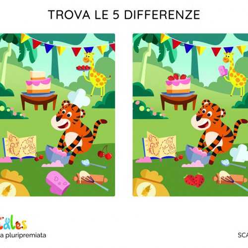 Schede didattiche-trova le differenze-scuola infanzia-bambini 3 4 5 anni-giungla-tigre