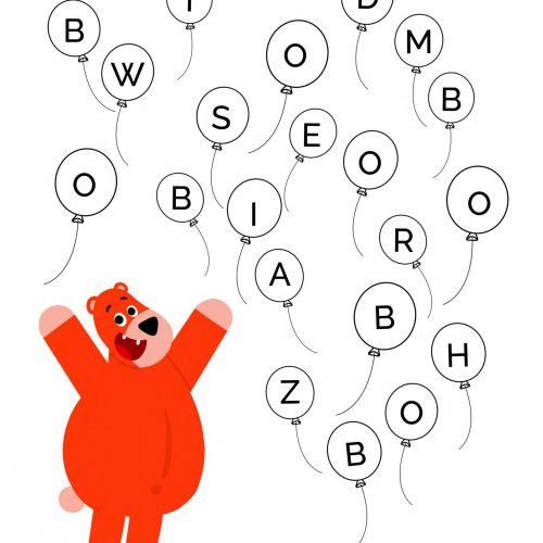 Worksheet-alphabet-children-visual attention-preschool-letter-b-bear
