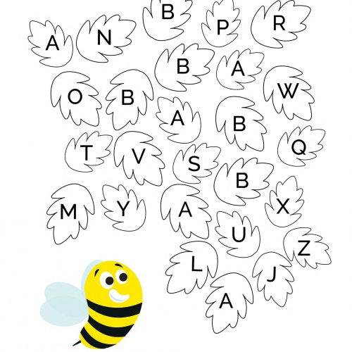 Worksheet-alphabet-children-visual attention-preschool-letter-b-bee