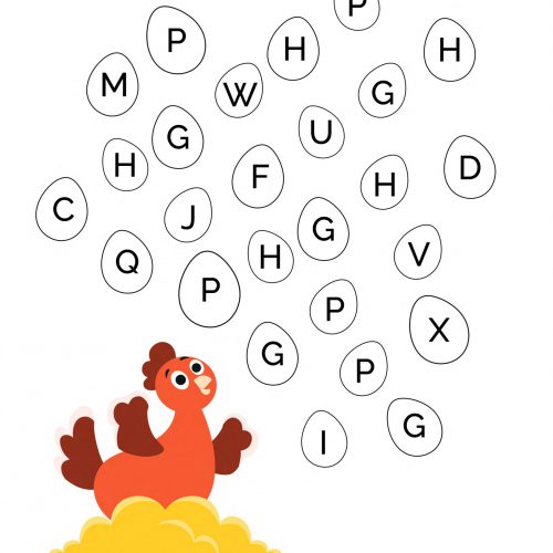 Worksheet-alphabet-children-visual attention-preschool-letter-h-hen