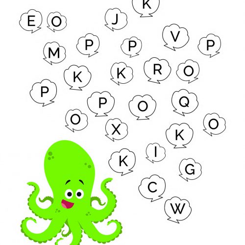 Worksheet-alphabet-children-visual attention-preschool-letter-o-octopus