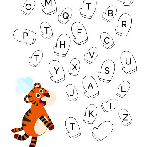 Worksheet-alphabet-children-visual attention-preschool-letter-t-tiger