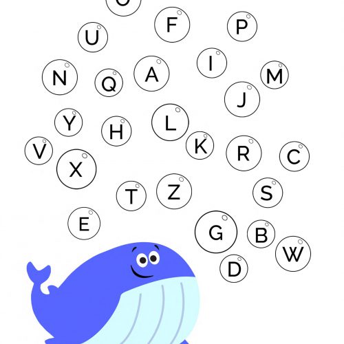 Worksheet-alphabet-children-visual attention-preschool-letter-w-whale