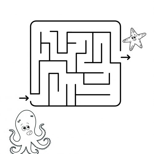 Worksheet-labyrinth-children-kindergarten-path-octopus