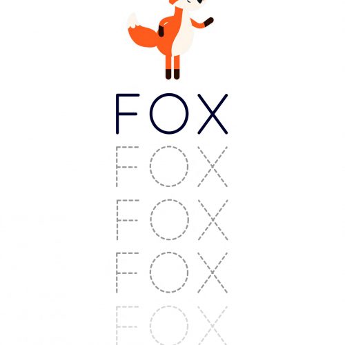 Worksheet-learning to write-kindergarten-children-3 4 5 years old-animals-fox